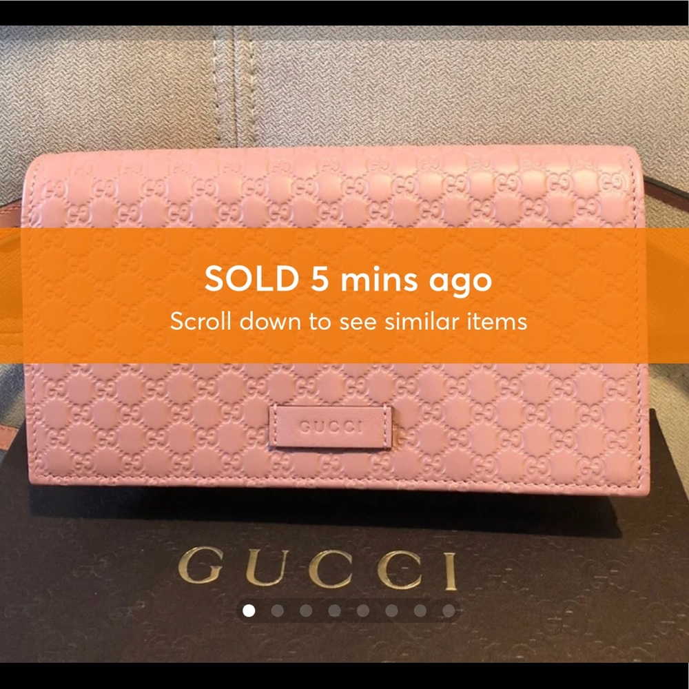 Gucci GG Leather Wallet Clutch Crossbody - Picture 1 of 8